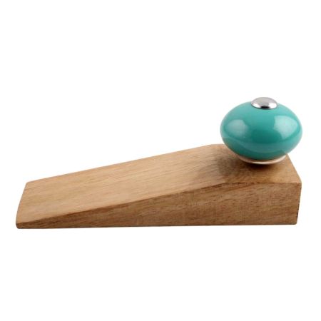 2 Pieces Neon Sea Green Round Ceramic Wooden Door Stopper